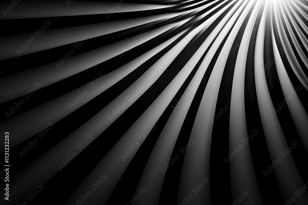 Aufkleber abstract black and white curves with a radiant light creating a dynamic flow.