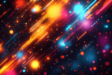 Obraz premium Abstract Neon Lights Streaks and Glowing Particles