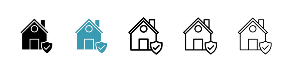 Home insurance icons pack in black and blue.