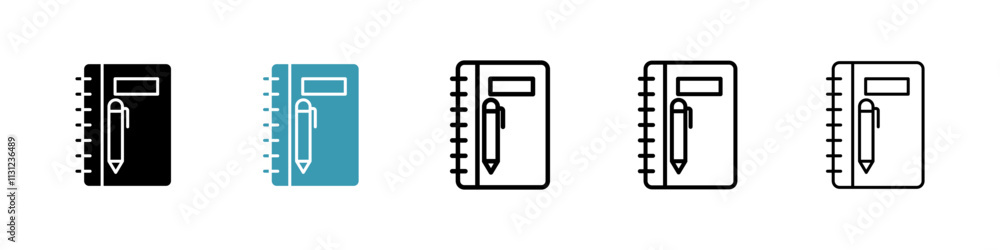 Poster notebook icons pack in black and blue.