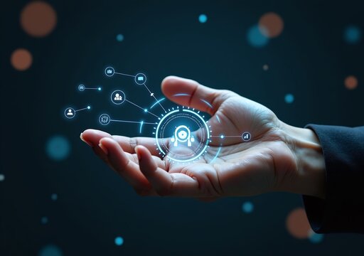 futuristic interface palm offers digital control endless technological