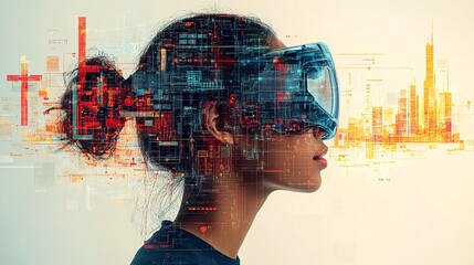 82 Illustrate the intersection of innovation and technology with visuals that depict technological breakthroughs, digital transformation, and the impact of tech innovations on society