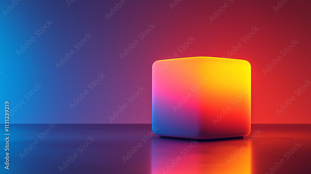 Poster ai-generated colorful light cube virtual studio digital art modern environment close-up view innovat