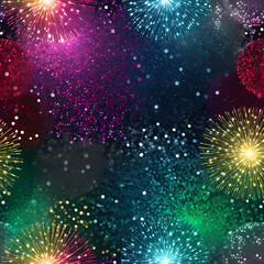 Colorful Shiny Christmas Background, A Celestial Symphony of Twinkling Stars and Sparkling Snowflakes, A Night Sky Adorned with Festive Fireworks and Delicate Snowflakes, A