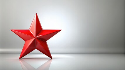 A realistic red star  illustration on a white background, perfect for creative projects and designs. Includes ample copy space for personalized text.