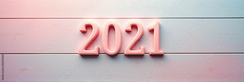 Poster Wooden background with a 2021 text mockup in pastel colors creating a soft and soothing visual effect overall._00004_