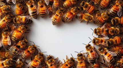 Obraz premium A circle of bees on a white background