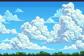 simple cloud sky pixelated 8 bit outdoors background