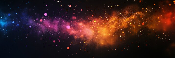 Fototapeta premium rainbow dust powder particles explosion, on black background for overlay