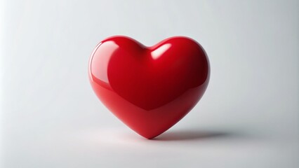 Fototapeta premium A simple red heart shape icon against a white background symbolizes love and romance, conveying deep emotions and connection, perfect for expressing heartfelt sentiments.