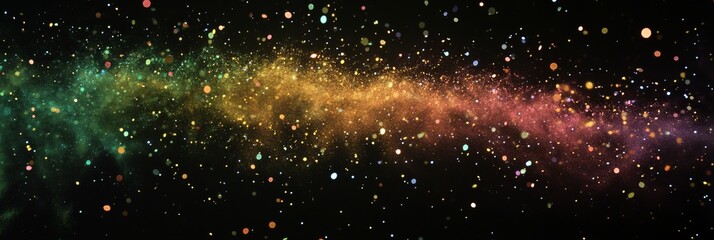 Fototapeta premium rainbow dust powder particles explosion, on black background for overlay