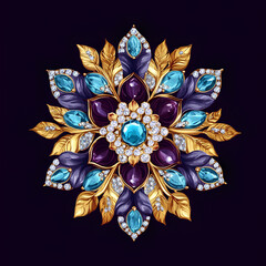 The luxury Red blue and yellow gemstone floral brooch, adorned with diamonds