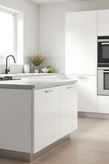 The white kitchen drawer features a minimalist design with home furniture incorporated into its sleek modern aesthetic and layout._00003_