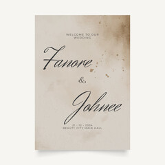 Wedding poster for welcome sign. Vector printable wedding props. Flyer design for welcome sign ready to print template.