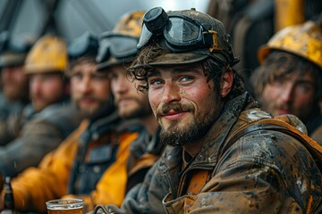 Hardworking miners extracting minerals underground