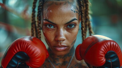 Boxing inspiration: female boxer in action