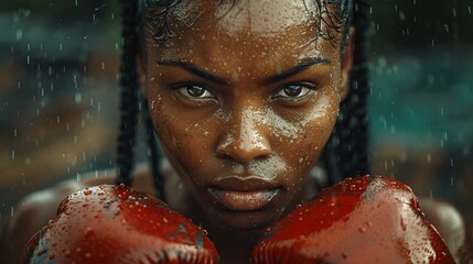 Boxing training with a female athlete