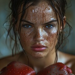 Female boxer showing strength and skill