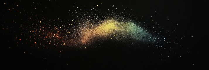 Obraz premium rainbow dust powder particles explosion, on black background for overlay