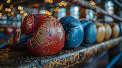 Detailed shot of boxing gloves and wraps

