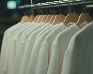 Fototapeta premium White clothing collection on display