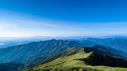 Majestic mountain landscape with sweeping views and clear blue sky