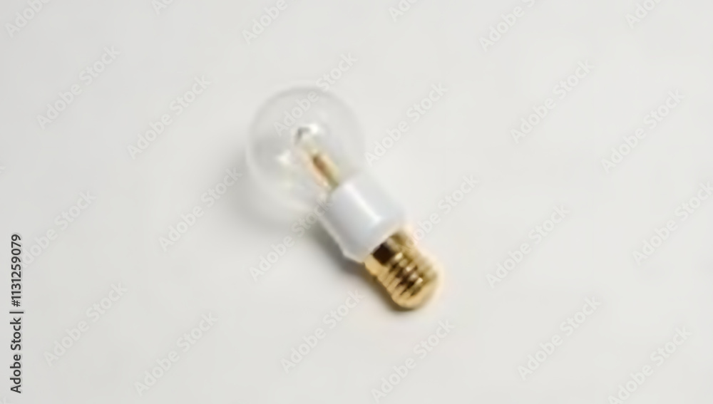 Poster the minimalist design features a small white and gold light bulb with transparent glass encasing its