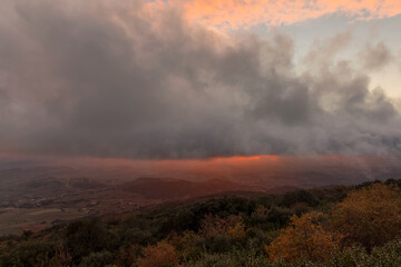 Rioja alavesa view at sunset from above