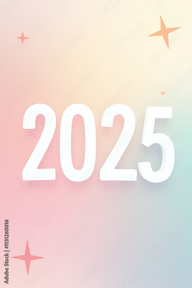 Poster the 2025 mockup features a design with a soft pastel colored background that promotes goal setting a