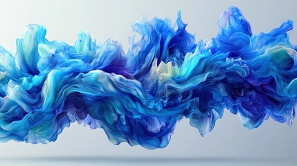 Abstract swirling blue liquid flowing and rippling against a neutral background.
