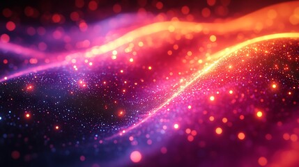 Fototapeta premium Vibrant abstract particles form glowing waves in a dynamic cosmic realm pictures