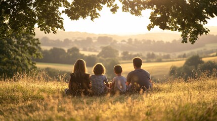 Family enjoying a relaxing weekend at a countryside retreat