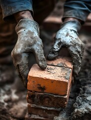 Professional builder using a cement and trowel during building a wall
