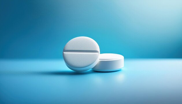 Two white tablets on a sleek blue surface with a cool gradient background