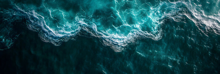 Fototapeta premium Ocean Waves Aerial View: Turquoise Waters and Whitecaps