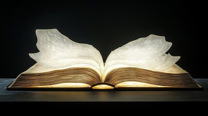 Open book with glowing pages, symbolizing effective learning and education. The image captures the essence of creativity, imagination, and the power of reading to expand horizons