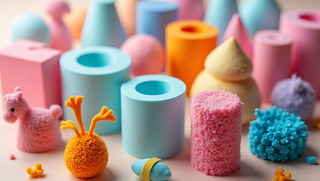 Polystyrene foam is used to create a wide range of colorful and creative designs and products in various fields._00004_