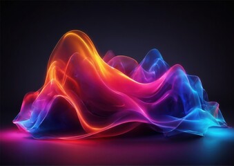 Obraz premium Colorful Digital Waves of Light on dark background. Ideal for digital backgrounds, creative projects, or modern design and music concepts.