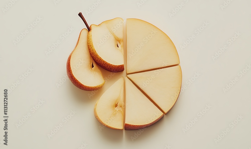 Poster a pear sliced into segments forming a pie chart