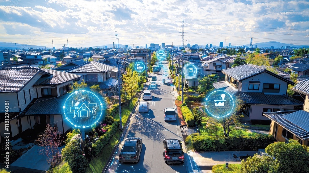 Poster smart city development with ai integration and automation technologies enhancing urban living