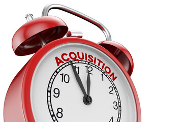 Wecker mit Schriftzug Acquisition als Business Konzept