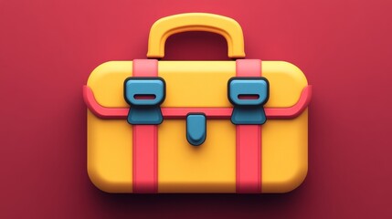 Colorful cartoon style toolbox on a vibrant background