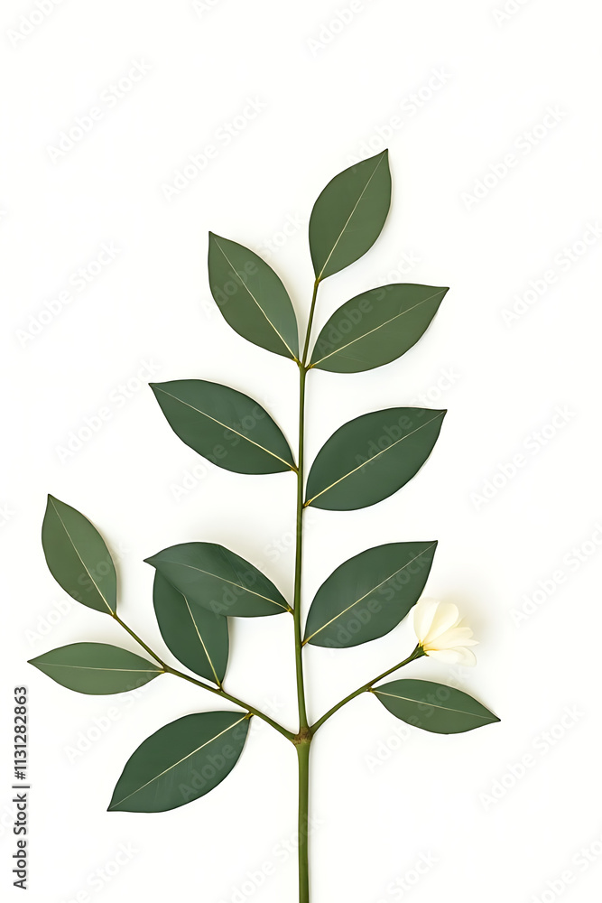 Poster eucalyptus leaves on a white background create a striking decorative design for a botanical theme in
