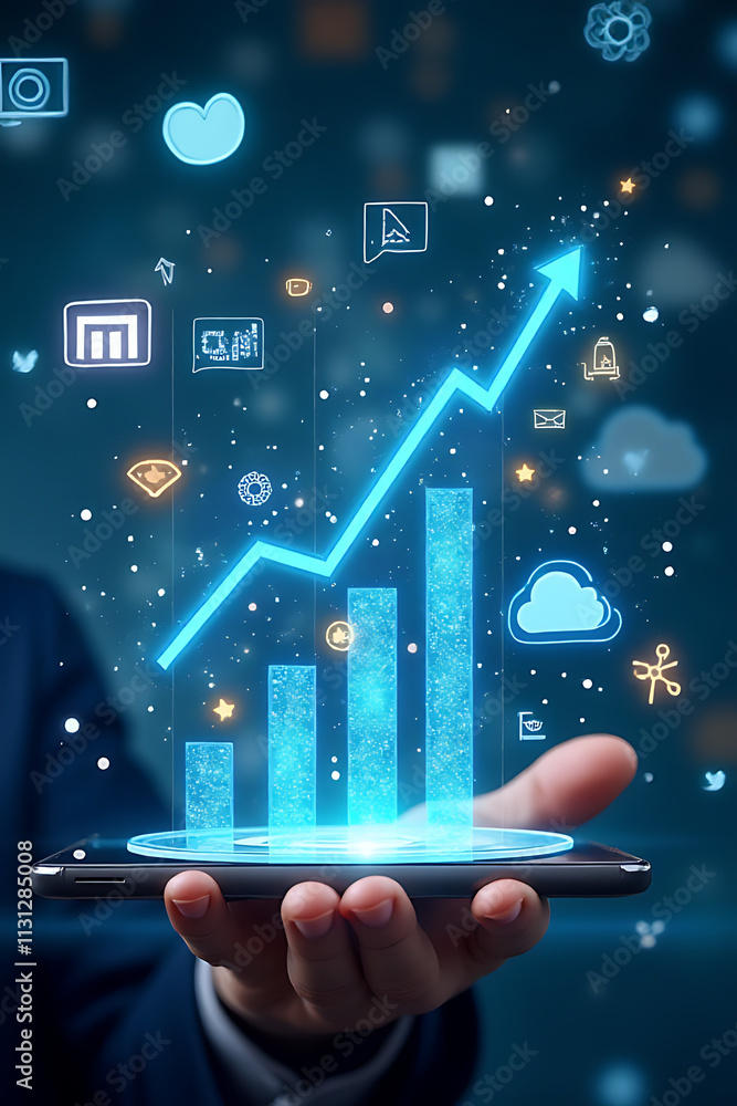 Poster digital marketing involves analyzing strategy concepts with a focus on business growth through innov