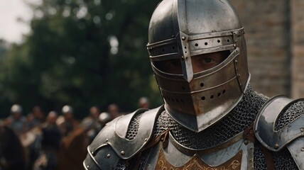 Fototapeta premium medieval knight in the castle