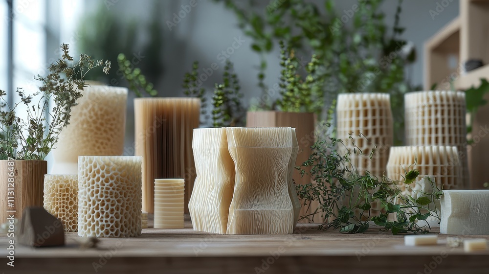 Poster designers collaborating with sustainable materials to create unique and innovative natural-looking d
