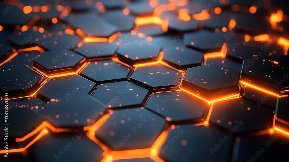 Poster ai generates futuristic hexagonal patterns digital space graphic visualization dark environment clos