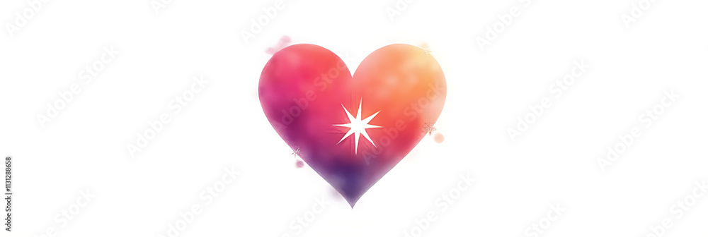 Poster colorful heart shape design features a single star on a pure white background suitable for love and 