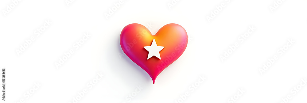Poster colorful heart shape design features a single star on a pure white background suitable for love and 