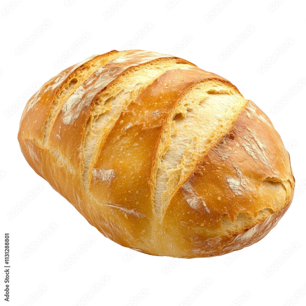 Aufkleber freshly baked bread resting on a transparent background showcasing its golden crust and texture, col